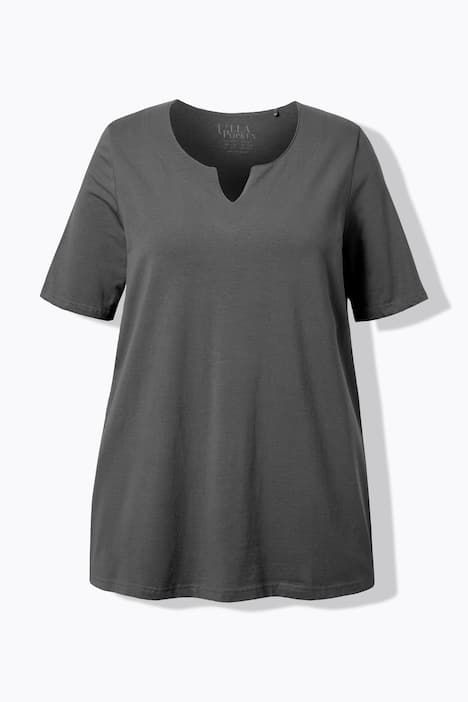 T-shirt manches courtes et col tunisien, coupe évasée