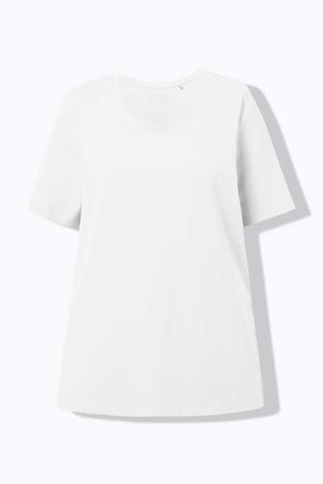 T-shirt en coton bio. Col rond et manches courtes. Coupe évasée