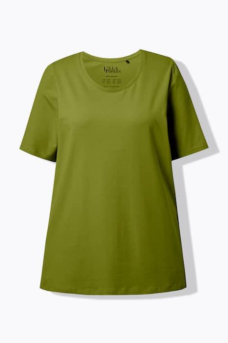 T-shirt en coton bio. Col rond et manches courtes. Coupe évasée