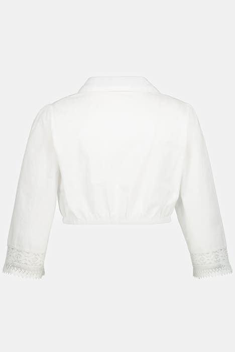 Chemisier traditionnel Dirndl. Col chemise et manches 3/4. Base élastique et dentelle
