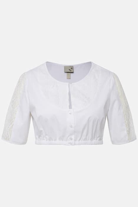Chemisier traditionnel Dirndl. Encolure ronde et manches courtes. Dentelles