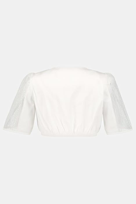 Chemisier traditionnel Dirndl. Encolure ronde et manches courtes. Dentelles