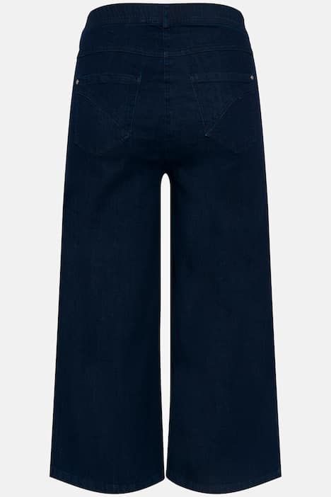 Jupe-culotte en jean. Coupe Marlene à jambe large et longueur au mollet