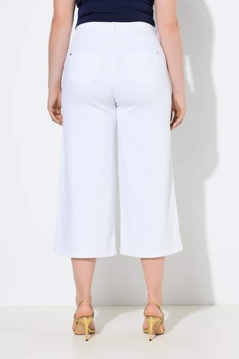 Jupe-culotte en jean. Coupe Marlene à jambe large et longueur au mollet