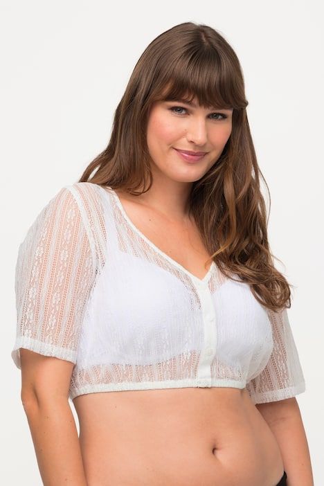 Chemisier traditionnel Dirndl, dentelle, col V, manches courtes