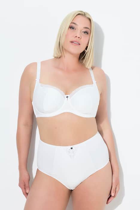 Soutien-gorge à armatures. Motif jacquard. Liserés en dentelle - bonnet C-G