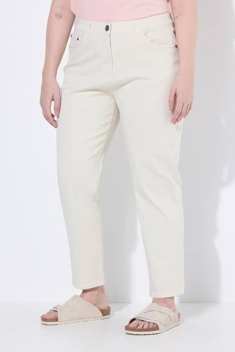 Jean Mary stretch. Jambe large et ourlet frangé