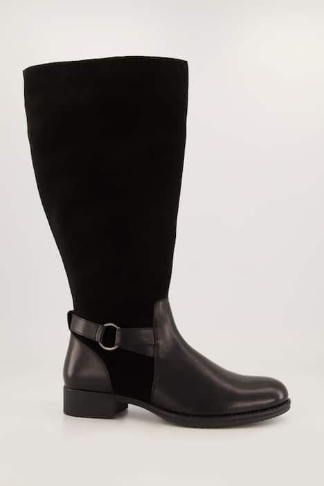 Bottes en cuir tige XL, mélange de cuirs - largeur H
