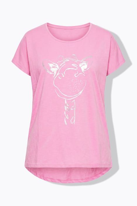 T-shirt oversize à imprimé animal métallisé, col rond et manches courtes