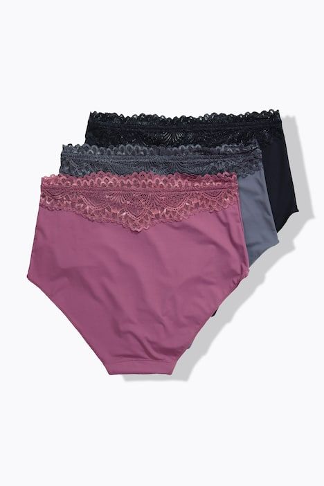 Lot de 3 culottes maxi TruYou, microfibre, dentelle à la taille