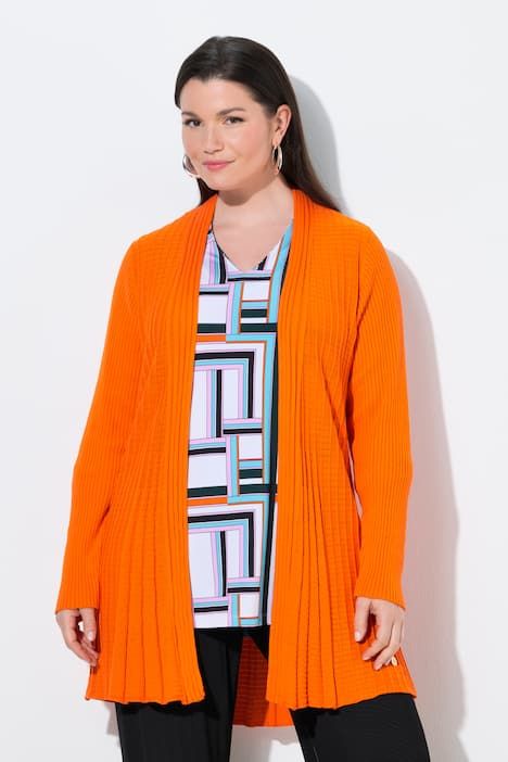 Cardigan plissé. Col châle et manches longues. Coupe évasée