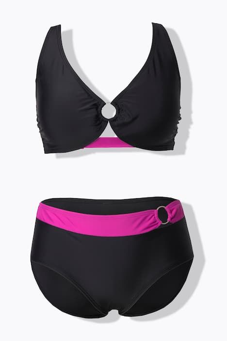 Bikini, anneau décoratif, bonnets souples, bretelles réglables, matière recyclée