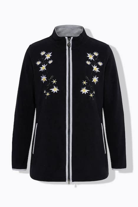 Veste en polaire esprit costume traditionnel bavarois. Fermeture zippée à double sens. Broderies edelweiss