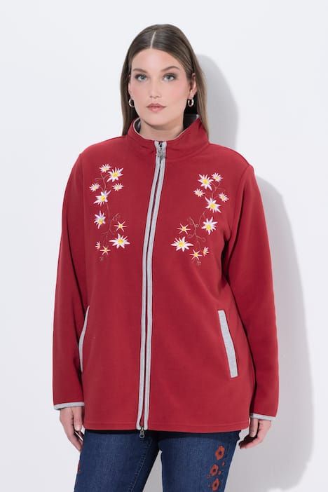 Veste en polaire esprit costume traditionnel bavarois. Fermeture zippée à double sens. Broderies edelweiss