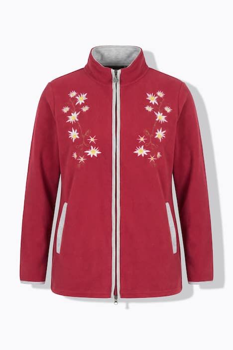 Veste en polaire esprit costume traditionnel bavarois. Fermeture zippée à double sens. Broderies edelweiss