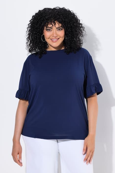 T-shirt oversize, mélange de matières, décolleté rond et manches courtes