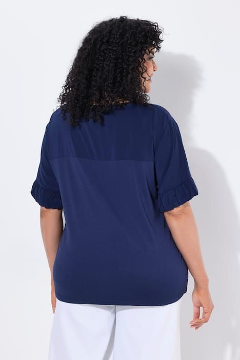 T-shirt oversize, mélange de matières, décolleté rond et manches courtes