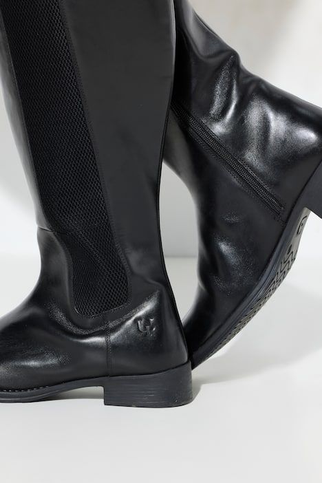 Bottes en cuir tige XL, empiècement stretch - largeur H