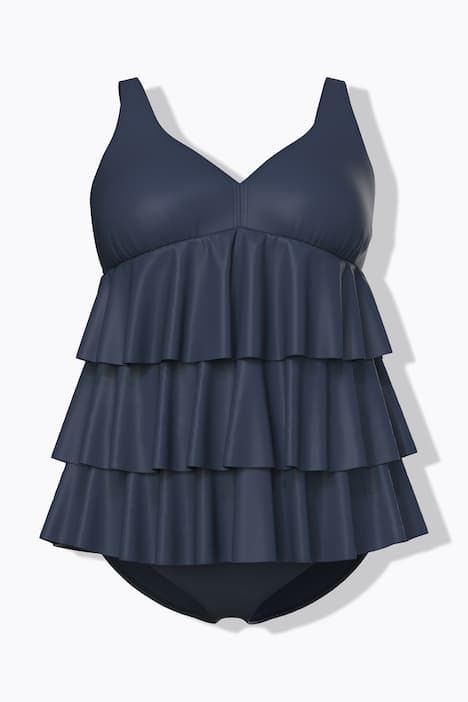 Tankini à volants, bonnets souples, matière recyclée