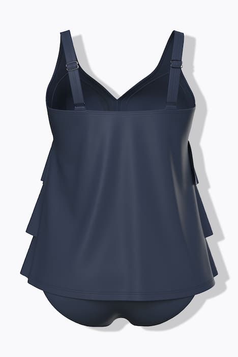 Tankini à volants, bonnets souples, matière recyclée