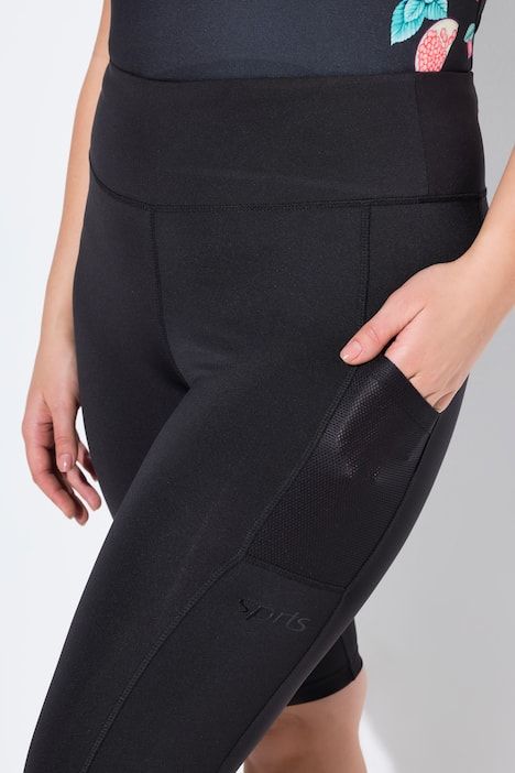 Legging court en matière recyclée, taille élastique et poche en mesh