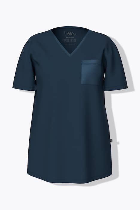 Pyjama avec poche poitrine en satin, décolleté en V et manches courtes