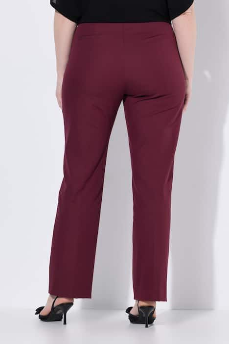 Pantalon en tissu stretch, taille élastique et jambe droite