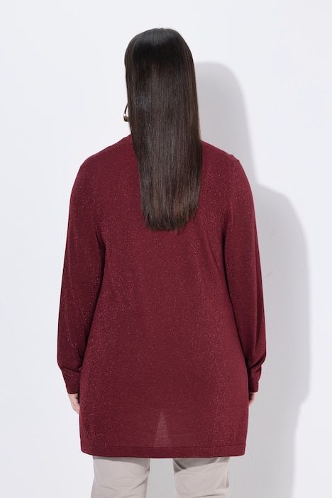 Cardigan long avec effet scintillant, encolure en V et manches longues