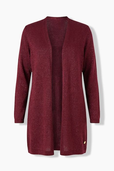 Cardigan long avec effet scintillant, encolure en V et manches longues