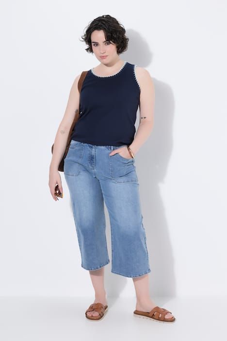 Jupe-culotte en jean Mary, jambe large et ceinture confortable