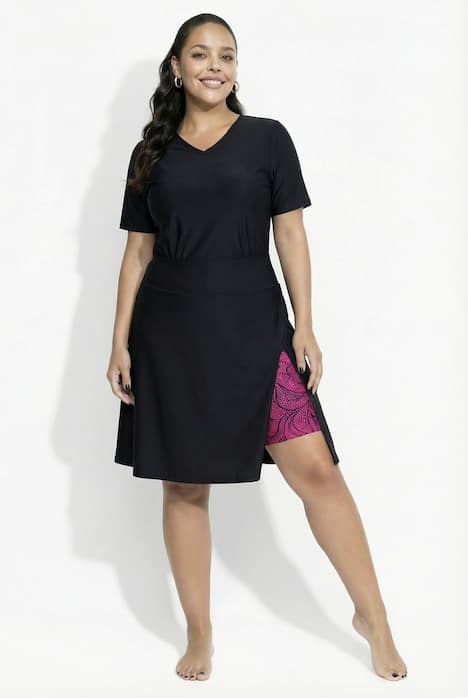 Skort 2-en-1, motif vagues et taille élastique, jupe/legging