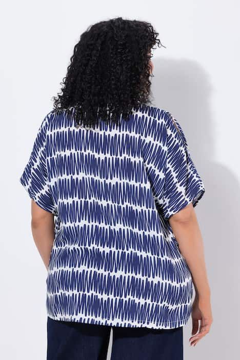 Blouse oversize, encolure bateau et manches courtes