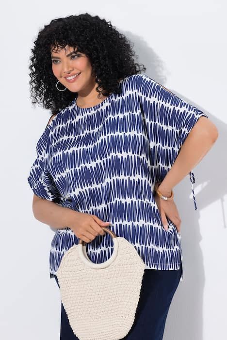 Blouse oversize, encolure bateau et manches courtes