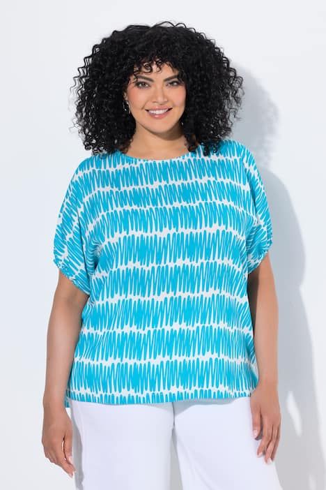 Blouse oversize, encolure bateau et manches courtes