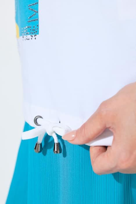 T-shirt oversize, motif feuilles, décolleté rond et manches courtes, cordon coulissant