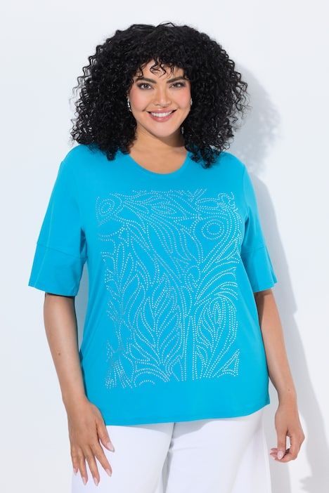 T-shirt motif scintillant, décolleté rond et manches courtes