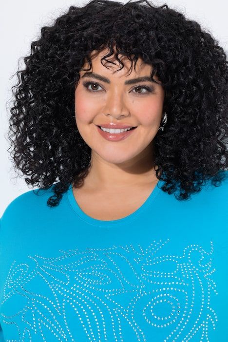 T-shirt motif scintillant, décolleté rond et manches courtes