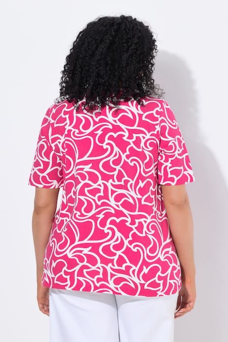 T-shirt coupe évasée, décolleté en V et manches courtes