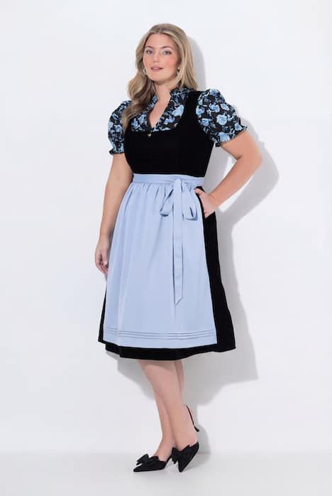 Dirndl en velours, décolleté carré et pendentif en forme de cœur, modèle sans manches, costume traditionnel bavarois