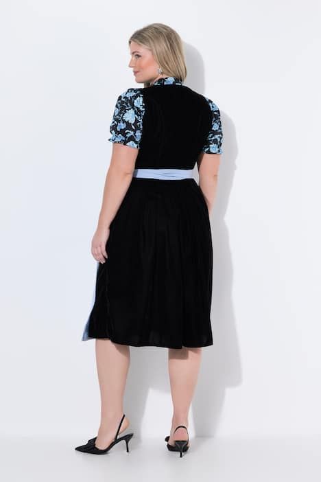 Dirndl en velours, décolleté carré et pendentif en forme de cœur, modèle sans manches, costume traditionnel bavarois