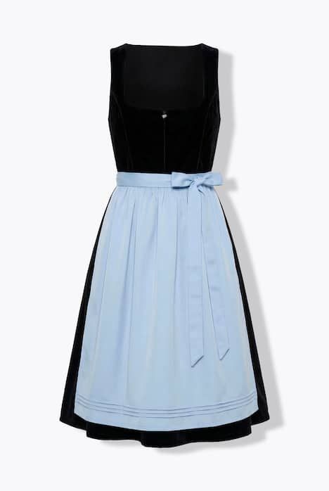 Dirndl en velours, décolleté carré et pendentif en forme de cœur, modèle sans manches, costume traditionnel bavarois