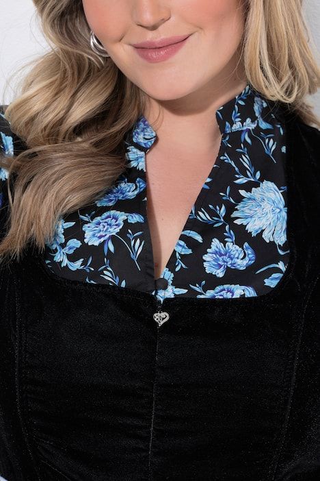 Dirndl en velours, décolleté carré et pendentif en forme de cœur, modèle sans manches, costume traditionnel bavarois