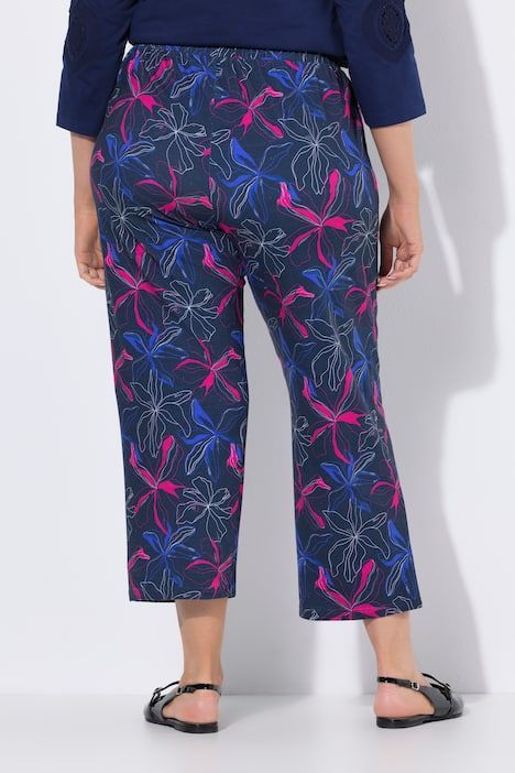 Pantalon 7/8 en jersey imprimé, jambe droite et taille élastique