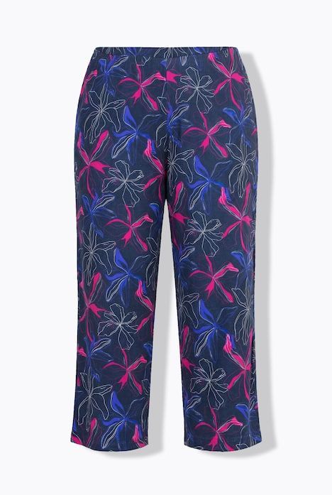 Pantalon 7/8 en jersey imprimé, jambe droite et taille élastique