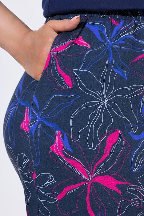 Pantalon 7/8 en jersey imprimé, jambe droite et taille élastique