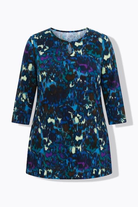 T-shirt manches 3/4, décolleté rond et motif batik