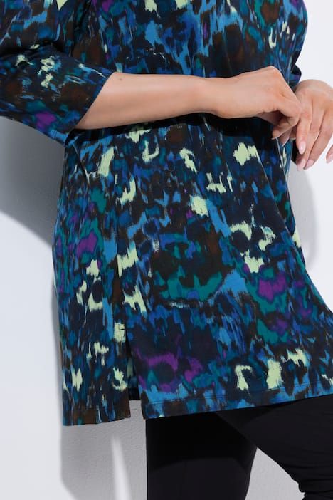 T-shirt manches 3/4, décolleté rond et motif batik