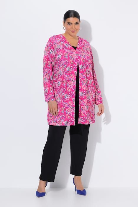 Veste en jersey motif cachemire, encolure en V et manches longues