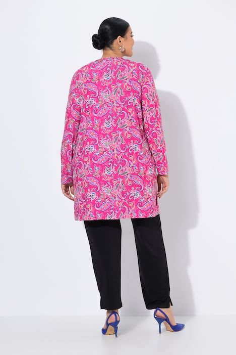 Veste en jersey motif cachemire, encolure en V et manches longues