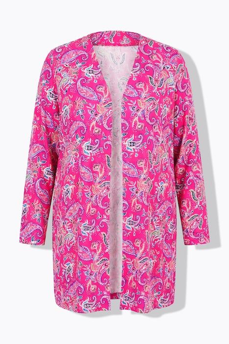 Veste en jersey motif cachemire, encolure en V et manches longues